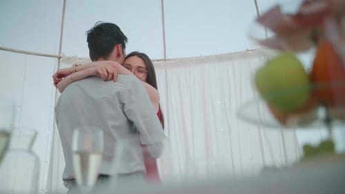 Romantic Couple Embracing Indoors