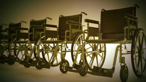 Animated Wheelchairs Moving in a Row