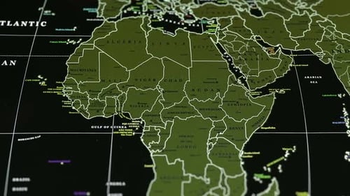 Animated World Map Showing Countries in Africa