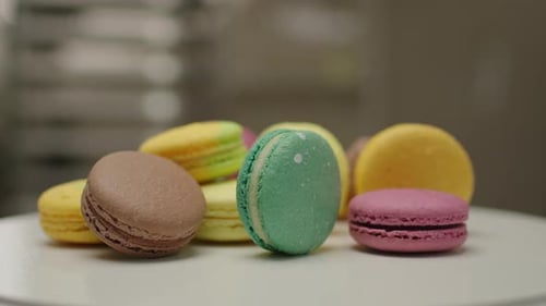 Close Up of Colorful Assorted Macarons
