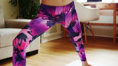 Woman Doing Yoga Stretch at Home