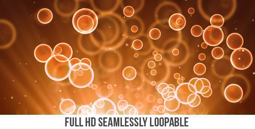 Abstract Glowing Orange Circles Floating Up Motion Background