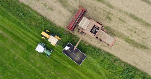 Agriculture Harvester Harvesting Field Aerial View