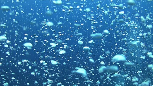 Luftblasen im blauen Wasser 664