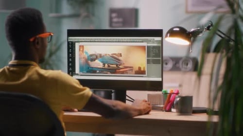 Black Guy Rendering Video of Flying Aircraft