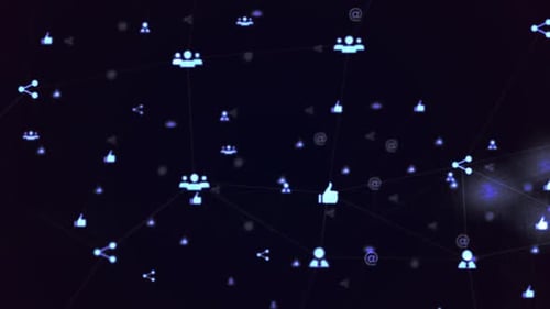 Futuristic Digital Social Network Data Connections Background Loop