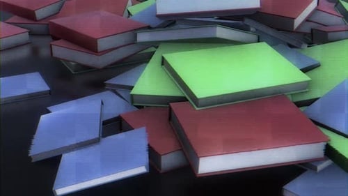 Digital Glitch Effect on Tumbling Books Background Animation
