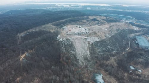 Landfill Next to Forest Aerial View