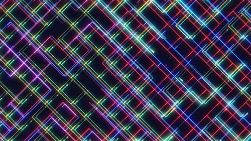 Dynamic Neon Lines Grid Loop Background
