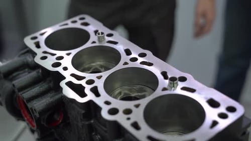 Close Up of Four Cylinder Engine Block