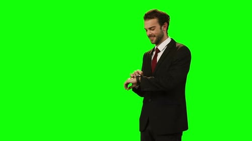 Businessman using smart watch