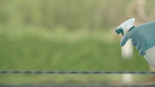 Hand Disinfecting Surface With Spray Bottle