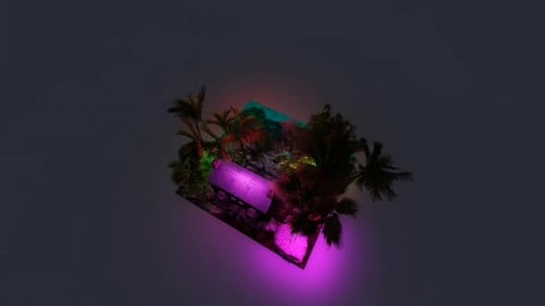Floating Isometric Tropical Island with Dynamic Day Night Cycle