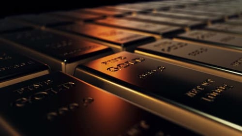 Gold Bars Or Gold Bullion 3d Animation Of A Lot Of Gold Ingots V3 4k