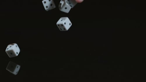 Dice falling and bouncing in slow motion; shot on Phantom Flex 4K at 1000 fps