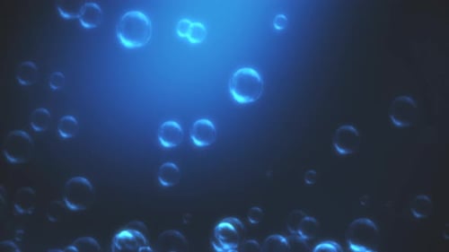 Abstract Blue Glowing Bubbles Fluid Motion Background