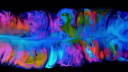 Vibrant Abstract Paint Swirls on Black Background