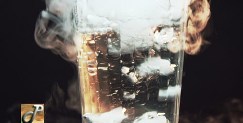 Iced Drink with Plumes of Smoke Close Up