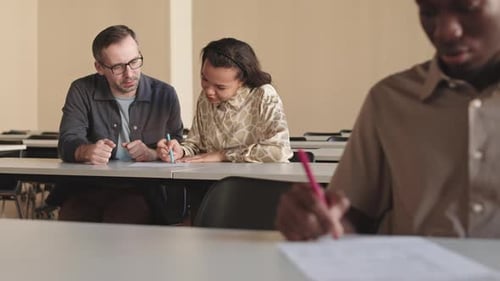 Students Taking a Test in a Classroom