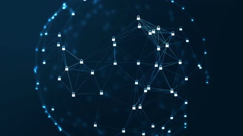 Secure Global Digital Network with Padlock Icons Animation