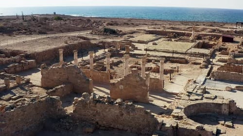 Ancient Ruins Near Ocean Seen From Above
