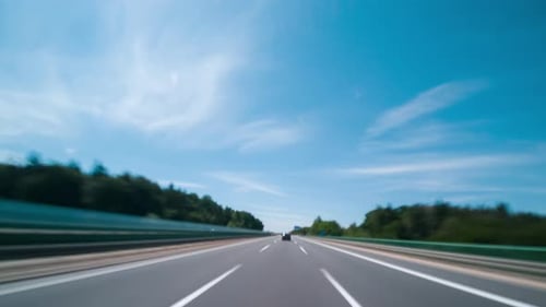 Open Road Fast Car Timelapse Germany, France. Road Trip Travel Concept.