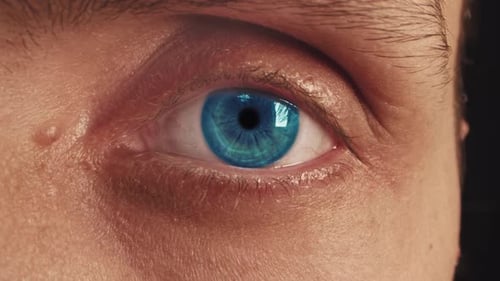 Close Up Shot of Eye Opening with Beautiful Blue Iris