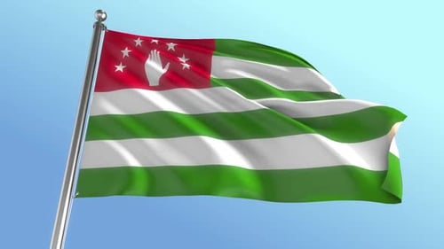 Realistic Abkhazia Flag Waving in Blue Sky