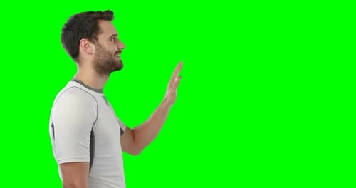 Man touching digital screen