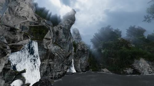Cascade sur une île déserte