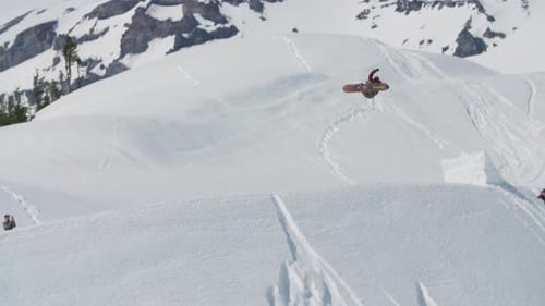 Snowboarding Professional Snowboard Athlete Big Air 720 Trick Off Jump Perfect Landing
