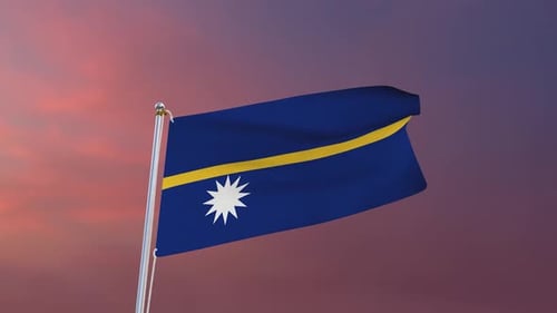 Seamlessly Looping Waving Flag Against Beautiful Sunset Sky