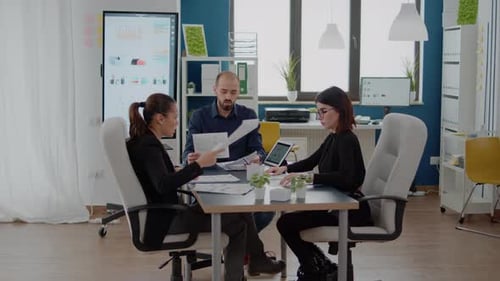 Business Meeting in Modern Office Space