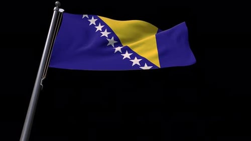 Realistic Waving Flag of Bosnia and Herzegovina