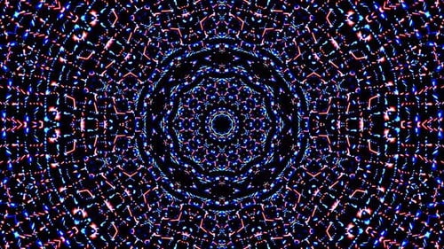 animierte Kreisform aus bunten blinkenden Lichtern, auf schwarzem Hintergrund