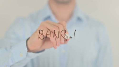 Bang!, Man Writing on Transparent Screen