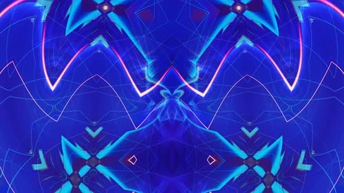 Pretty Geometric Blue Fractal Shapes Rotate in Spherical Projection - 4K