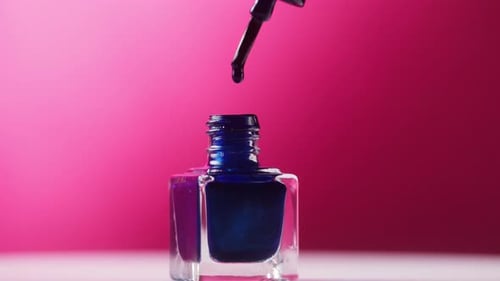 Navy Blue Nail Polish Close Up Studio Shot