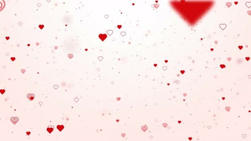 Romantic Floating Red Hearts Particle Background Loop