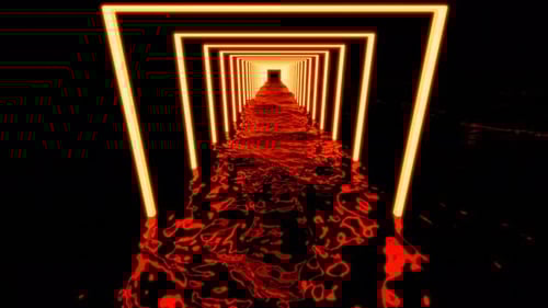 Square shaped tunnel with rippling water