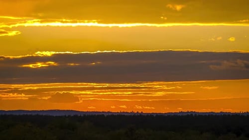 Majestic Timelapse Dramatic Red Sunset Sky Over Horizon