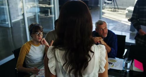 Team Meeting in Modern Corporate Office Space