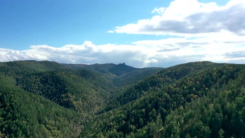Flight Over a Mountain Gorge, Timelapse.