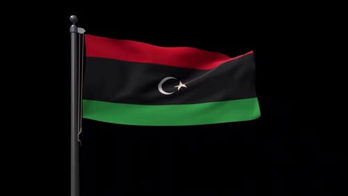 Bandeira da Líbia em mastro com canal alfa