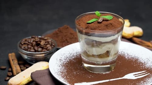 Delicious Tiramisu Dessert With Coffee Beans and Cinnamon