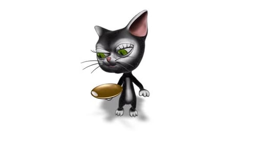 Cute Cartoon Cat Holding Plate 3D Animation