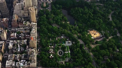 Aerial View of New York Central Park Filmed From a Helicopter