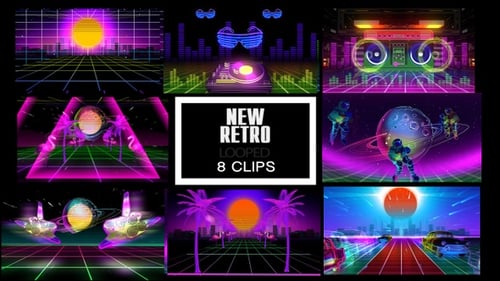 New Retro Looped Backgrounds with 80s Synthwave Neon Aesthetic