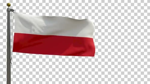 Realistic Polish Flag Waving on Transparent Background