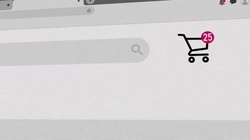 Digital Shopping Cart Icon with Increasing Number Counter